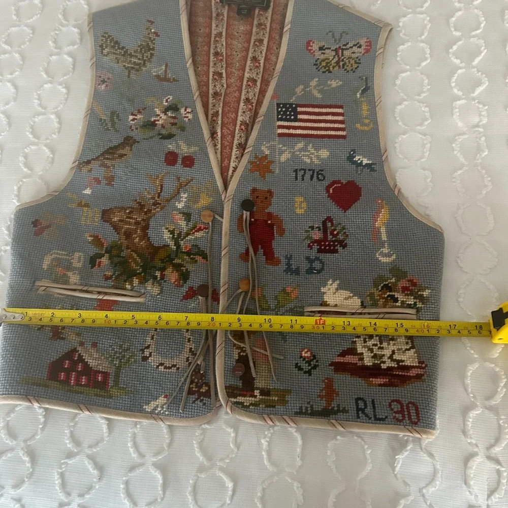 Ralph Lauren Kids Embroidered Vest with Blue and Red Accents - Picture 11 of 14